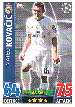 Mateo Kovacic Real Madrid 2015/16 Topps Match Attax CL #82